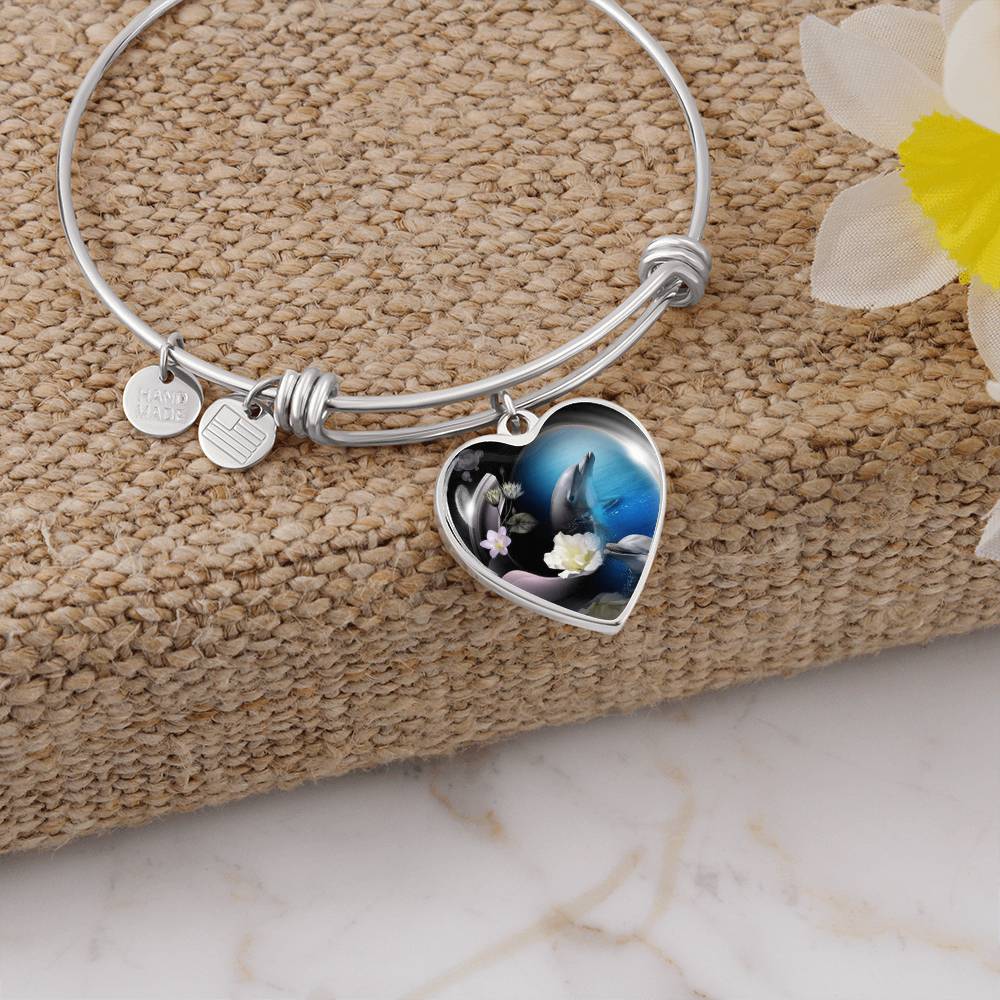 Dolphins Bracelet Heart Bangle