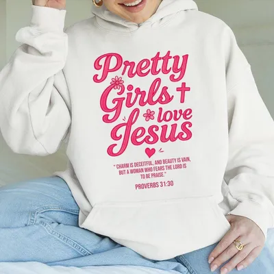 Pretty Girls Love Jesus Jesus Hoodie, Christian Hoodie, Vintage I Love Jesus Hoodie, Jesus Design 2025, Gift For Men And For Women, Gift Love Jesus