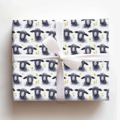 Baaing for Black - Gift Wrap for Christmas, Holidays Wrapping Paper, Christmas Wrapping Paper