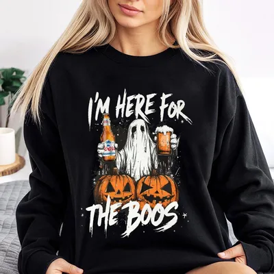 Coors Light I’M Here For The Boos Funny Halloween Beer Unisex Sweatshirt, Boozy Alcohol Spooky Pumpkin Sweatshirt, Halloween Gifts