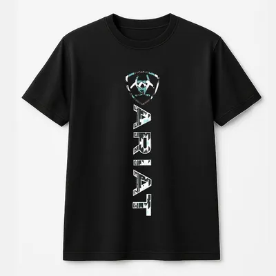 Ariat Black T-Shirt Geometric Southwestern Logo Design, For Men & Women, Breathable Fabric, Summer Wear