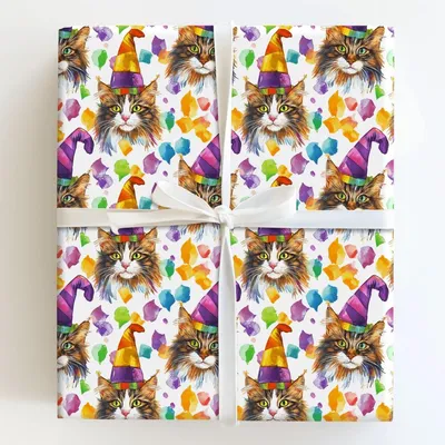 Mardi Gras Maine Coon - Gift Wrap for Christmas, Holidays Wrapping Paper, Christmas Wrapping Paper