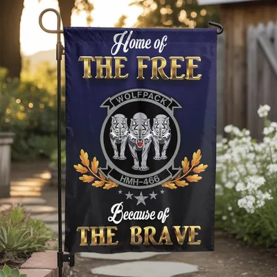 Home Of The Free Because Of The Brave Flag, Usmc Wolfpack Garden Flag, Military Pride Decor Vertical Garden Flag