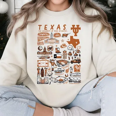 Texas Longhorns 2 Sides Sweatshirt, Vintage Campus Icons Design, Soft Cotton Unisex Sweatshirt, College Spirit Graphic Sweatshirt, Gift For Men, For Women