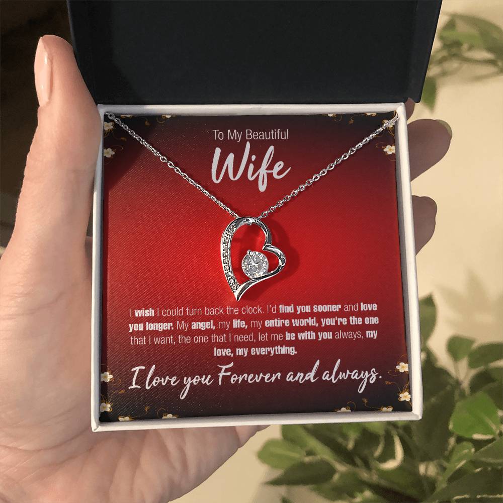 To My Beautiful Wife Pendant Valentines Day Anniversary Birthday Jewelry With Message Card