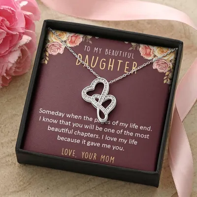Premium   Personalized Gift for Your Loving Daughter! ❤️ Double Hearts Necklace