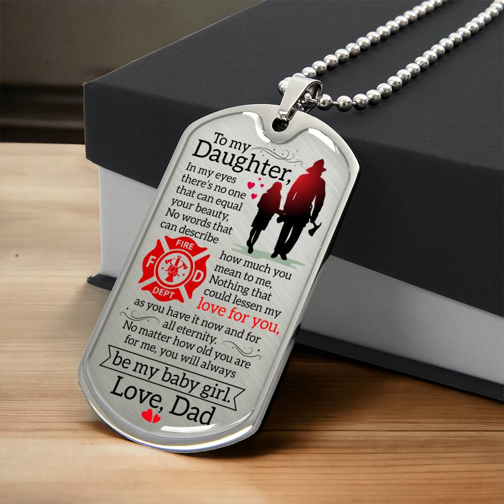 Firefighter Daughter Necklace - Firefighter Mom Necklace Gift - Firefighter Gift - Gift For Daughter - Gift From Father - Army Tag Necklace, Dog Tag