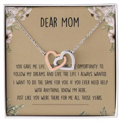 Dear Mom Interlocking Hearts Necklace Message Card