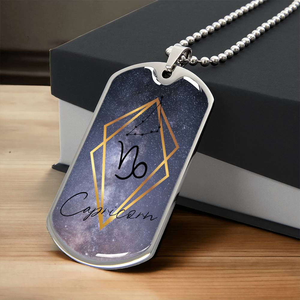 Capricorn Galaxy Personalized Dog Tag Necklace - Army Tag Necklace, Dog Tag
