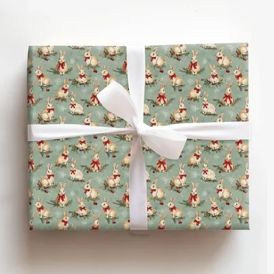 Bows of Bunnies - Gift Wrap for Christmas, Holidays Wrapping Paper, Christmas Wrapping Paper