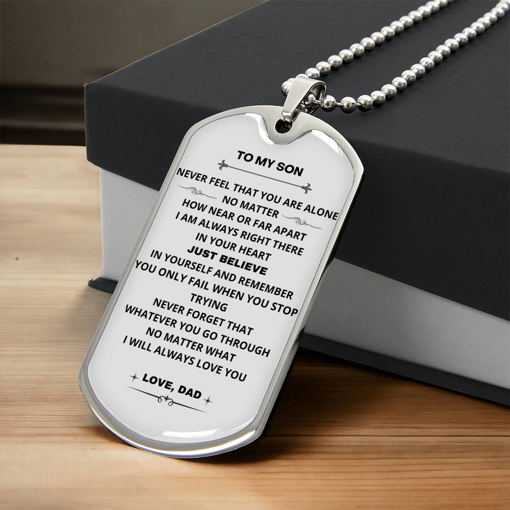 To My Son - Army Tag Necklace, Dog Tag