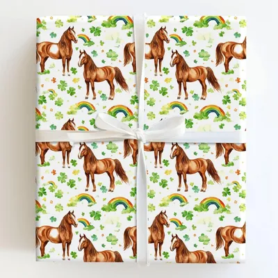 Rainbows with the American Quarter Horse - Gift Wrap for Christmas, Holidays Wrapping Paper, Christmas Wrapping Paper