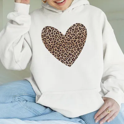 Leopard Heart Hoodie Animal Print Hoodie Heart Valentine Hoodie
