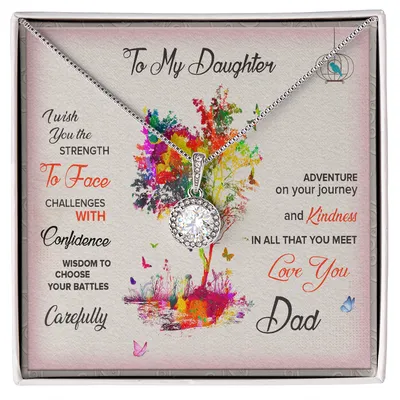 To My Daughter - Interlocking Hearts Necklace - From Dad, Gift For Daughter From Dad, Daughter Father Necklace, Daughter Gift From Dad, Grown Up Daughter, Daughter Gift Necklace, Daughter Birthday Gift, Christmas Gift For Daughter