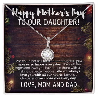 Happy Mother's Day To Your Daughter Jewelry, Love Mom And Dad, Daughter Gift For Happy Mother's Day, New Mom Necklace, Happy Mother's Day Gift, Heart Necklace For New Mom, Daughter Necklace For New Mom, New Mom Necklace