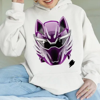 Purple Ranger Hoodie Power Rangers Fan Art Superhero Fan Apparel Power Rangers Merch Stylish Cosplay Clothing
