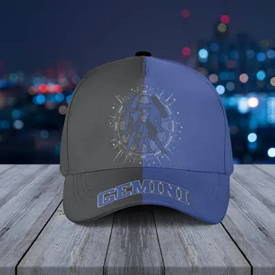 Gemini Zodiac Sign Baseball Cap Blue Black Astrology Theme Baseball Cap