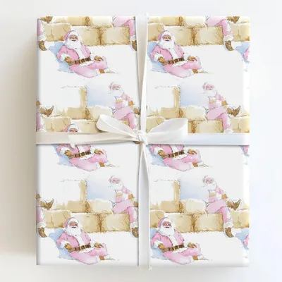 Pink Canyon Santa - Gift Wrap for Christmas, Holidays Wrapping Paper, Christmas Wrapping Paper