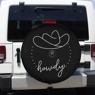Minimalist Spare Tire Cover, Cowboy Howdy Tire Cover, Western Tire Cover With Backup Camera Hole, Car Accessories For Women, Spare Wheel Cover Spare Tire Cover
