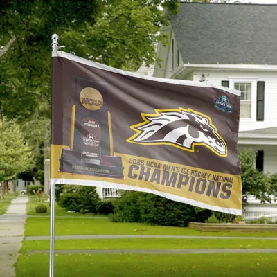 Western Michigan Broncos Ncaa Hockey Horizontal House Flag, 2025 Frozen Four National Champions, Wmu Fan Decor Horizontal House Flag