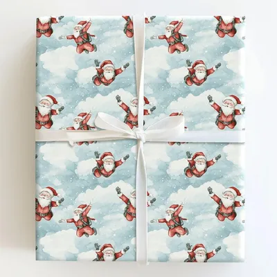Mid Air Sleigh Ride - Gift Wrap for Christmas, Holidays Wrapping Paper, Christmas Wrapping Paper