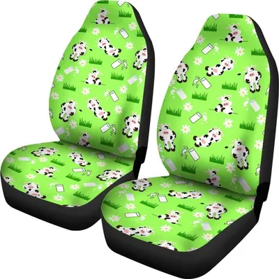 Cartoon Daisy And Cow Pattern Print Universal Fit Car Seat Covers