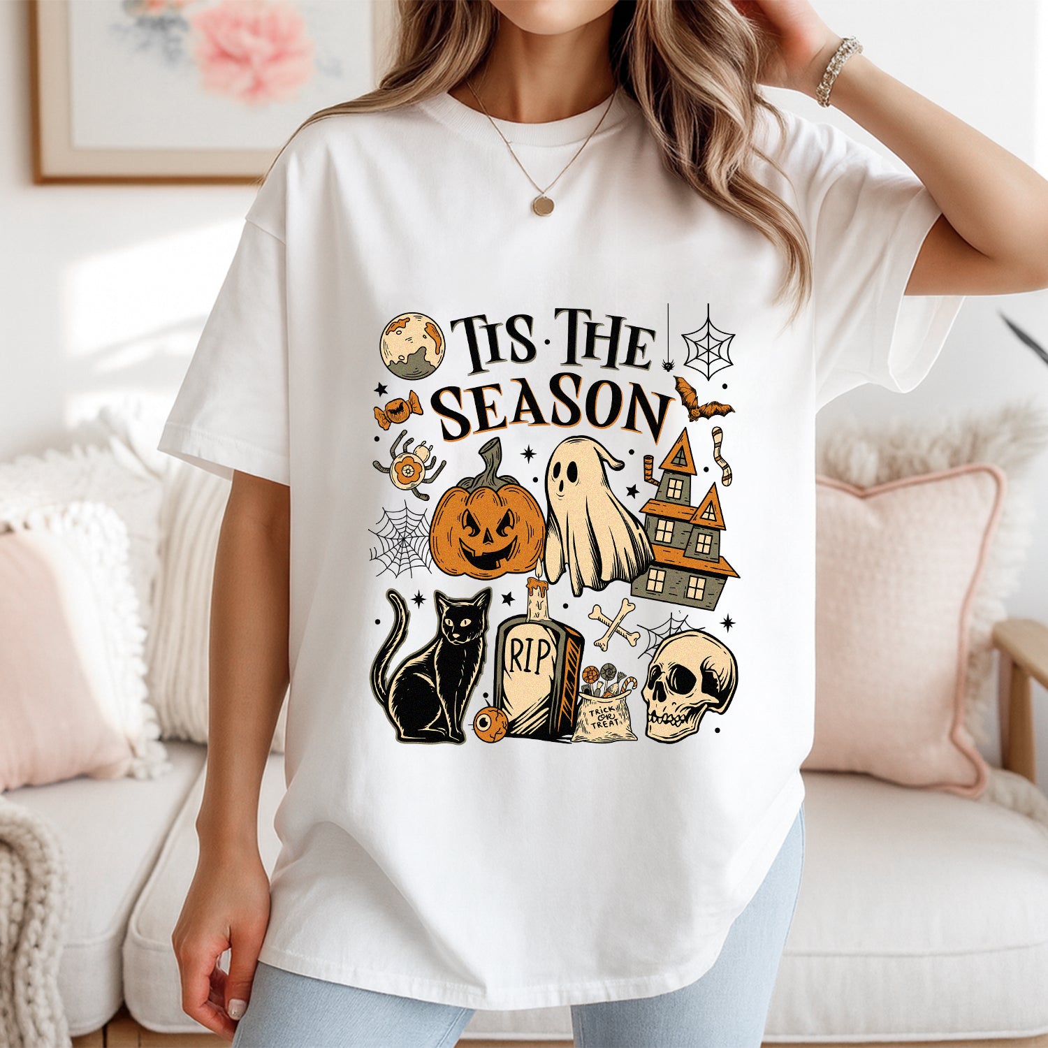 Vintage Halloween T-Shirt – ’Tis the Season Spooky Graphic