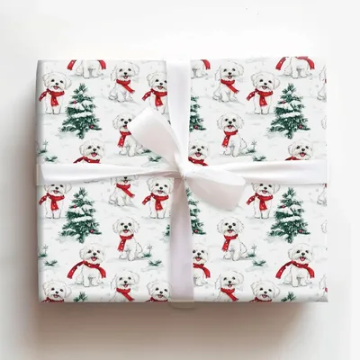 Snow Day for Maltese - Gift Wrap for Christmas, Holidays Wrapping Paper, Christmas Wrapping Paper
