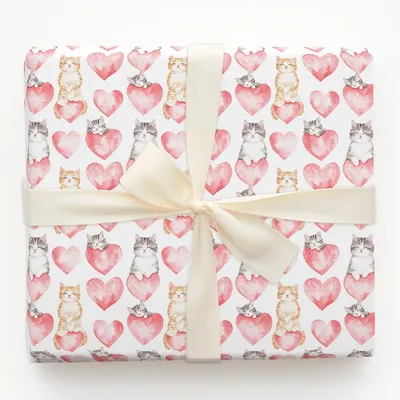 Kitty Valentine - Gift Wrap for Christmas, Holidays Wrapping Paper, Christmas Wrapping Paper