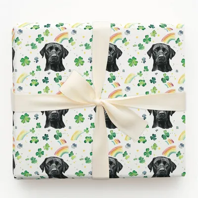 Rainbows with the Black Lab - Gift Wrap for Christmas, Holidays Wrapping Paper, Christmas Wrapping Paper