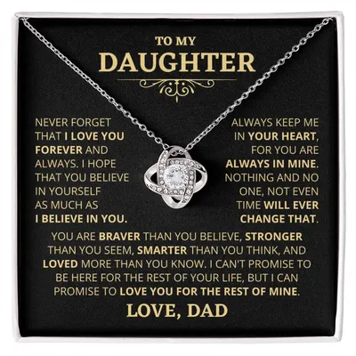 Gift For Daughter From Dad Loved More Than You Know Necklace Love Knot Necklace