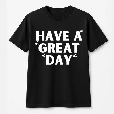 Black Humorous T-Shirt, Have A Great Day Pink Bold Lettering, Skeleton Hand Wave, Fall Cozy T-Shirt