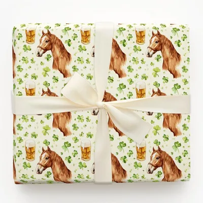 Brews with the American Quarter Horse - Gift Wrap for Christmas, Holidays Wrapping Paper, Christmas Wrapping Paper