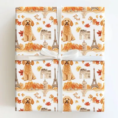 Paris with the Goldendoodles - Gift Wrap for Christmas, Holidays Wrapping Paper, Christmas Wrapping Paper
