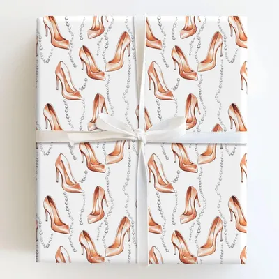 Heels and Pearls - Gift Wrap for Christmas, Holidays Wrapping Paper, Christmas Wrapping Paper
