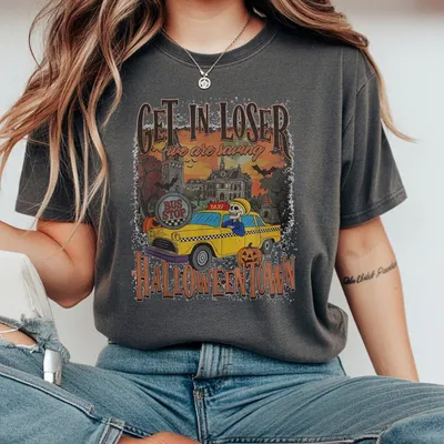 Get In Loser Saving Halloweentown T-Shirt Funny Retro Halloween T-Shirt For Women Spooky Fall Vibes Gift For Women