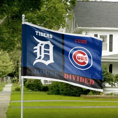 House Divided Horizontal House Flag, Split Baseball Rival Teams Design, Sports Fan Decor, Outdoor Family Pride Flag Horizontal House Flag
