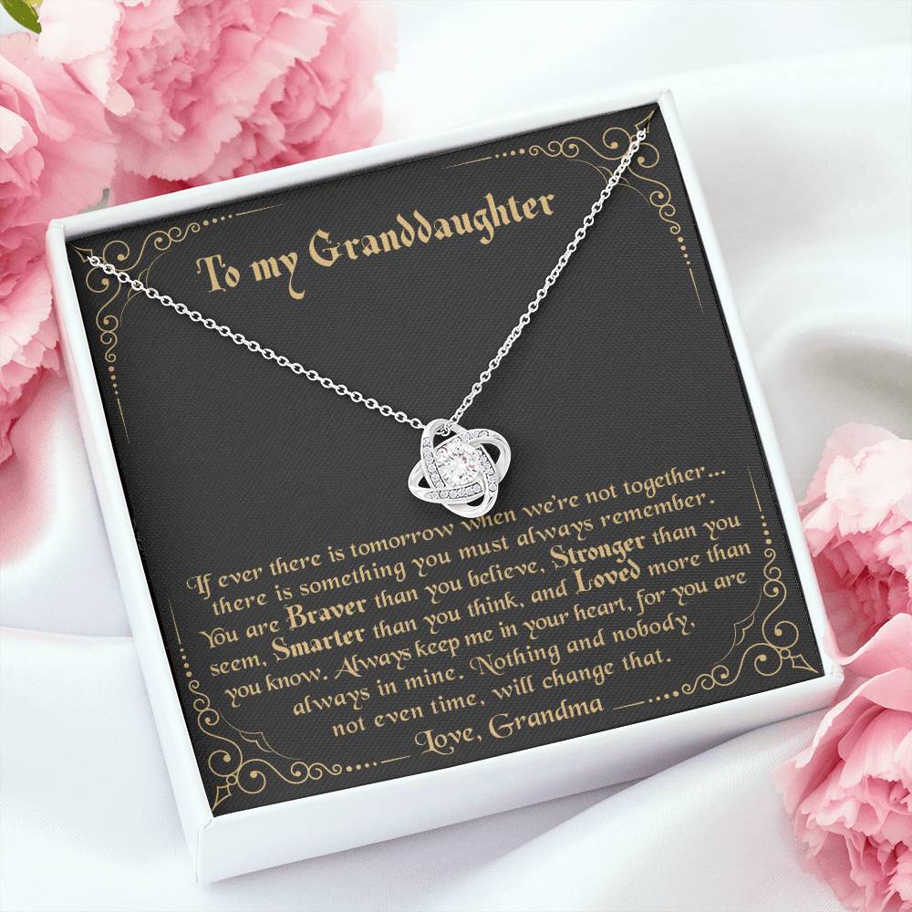 To my Granddaughter - Always keep me in your heart Love Grandma - Love Knot Necklace