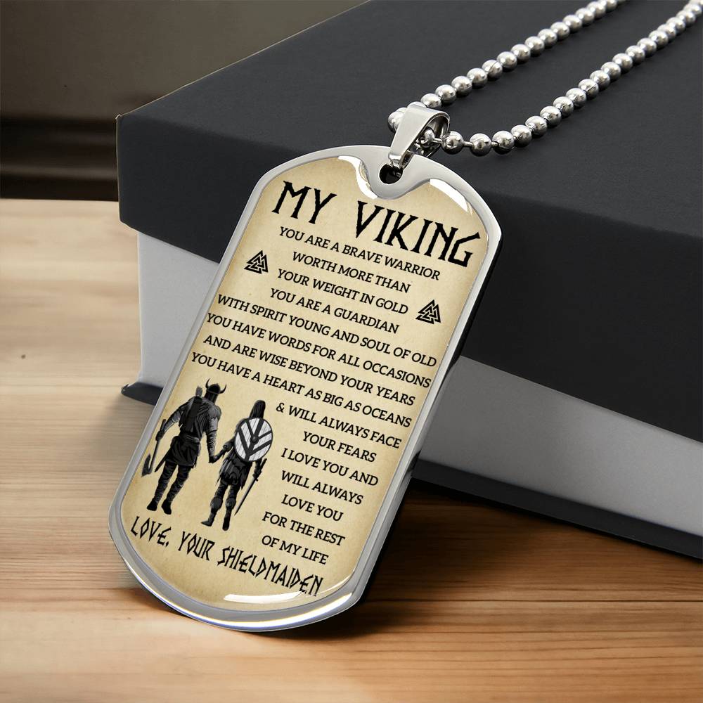 Viking Dogtag For Your Man - Army Tag Necklace, Dog Tag