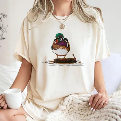 Dive Bomb Industries Wood Duck T-Shirt, Warm With Colorful Wood Duck Design, Perfect For Hunting & Outdoor Enthusiasts