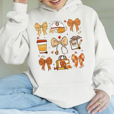 Fall Nurse Coquette Hoodie, Nursing Hoodie, Preppy Nurse Fall Hoodie, Nurse Coquette Bow Gifts