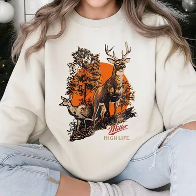 Miller High Life Graphic Sweatshirt Unisex Deer Hunting Sweatshirt For Men And Women Casual  Top Perfect For Outdoor