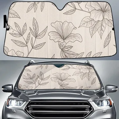 Hand Drawn Floral Pattern Printed Car Sun Shades Cover Auto Windshield PrintSyde