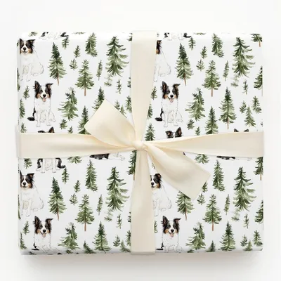 Snow Day for Border Collies - Gift Wrap for Christmas, Holidays Wrapping Paper, Christmas Wrapping Paper