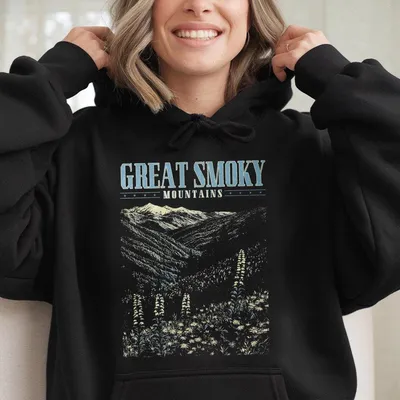 Great Smoky Mountains Hoodie Wildflower Hoodie Retro Hoodie Cotton Summer Hoodie Graphic Hoodie Comfy Top Womenswear Round