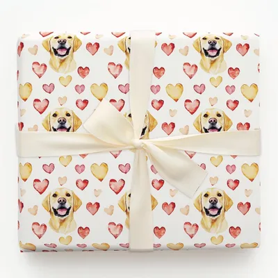 Yellow Lab Valentine - Gift Wrap for Christmas, Holidays Wrapping Paper, Christmas Wrapping Paper