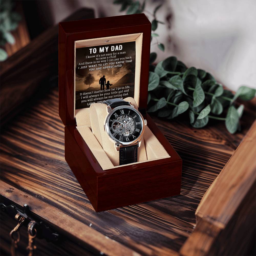 Gift For Dad From Daughter Raise A Child Men's Openwork Watch