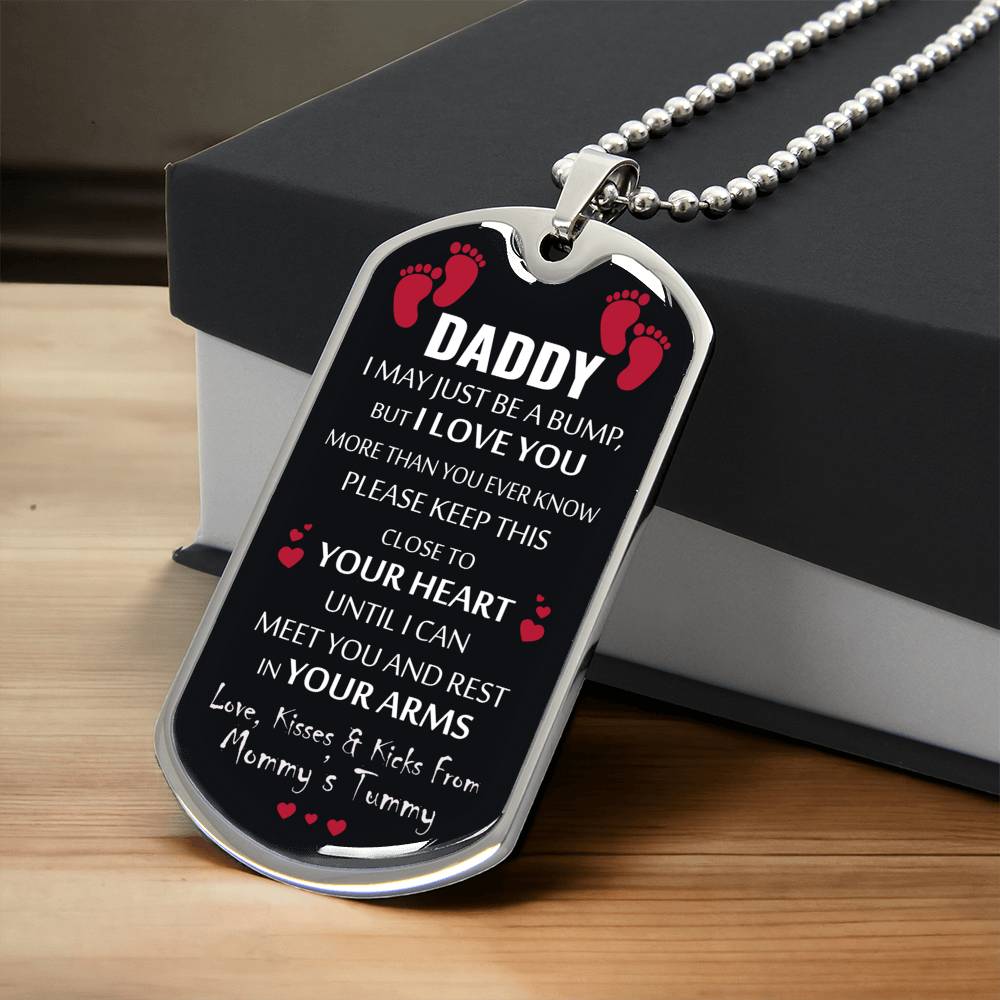 Gift From Bump, Dad To Be Gift, Expectant Father, Pregnancy Gift, From The Bump, Pregnancy Announcement To Husband Boyfriend - Army Tag Necklace, Dog Tag