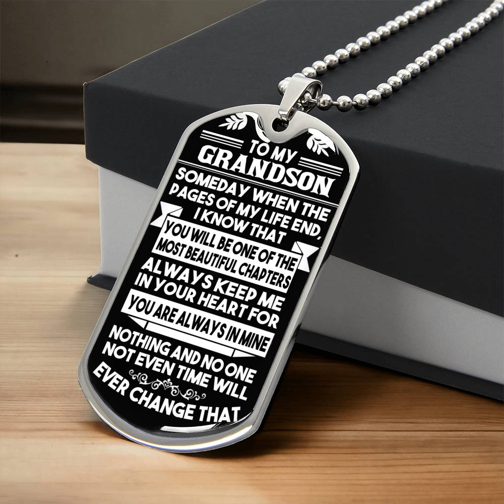 To My Grandson - Tag Necklace - Army Tag Necklace, Dog Tag