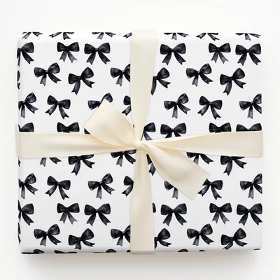 Onyx Bow - Gift Wrap for Christmas, Holidays Wrapping Paper, Christmas Wrapping Paper
